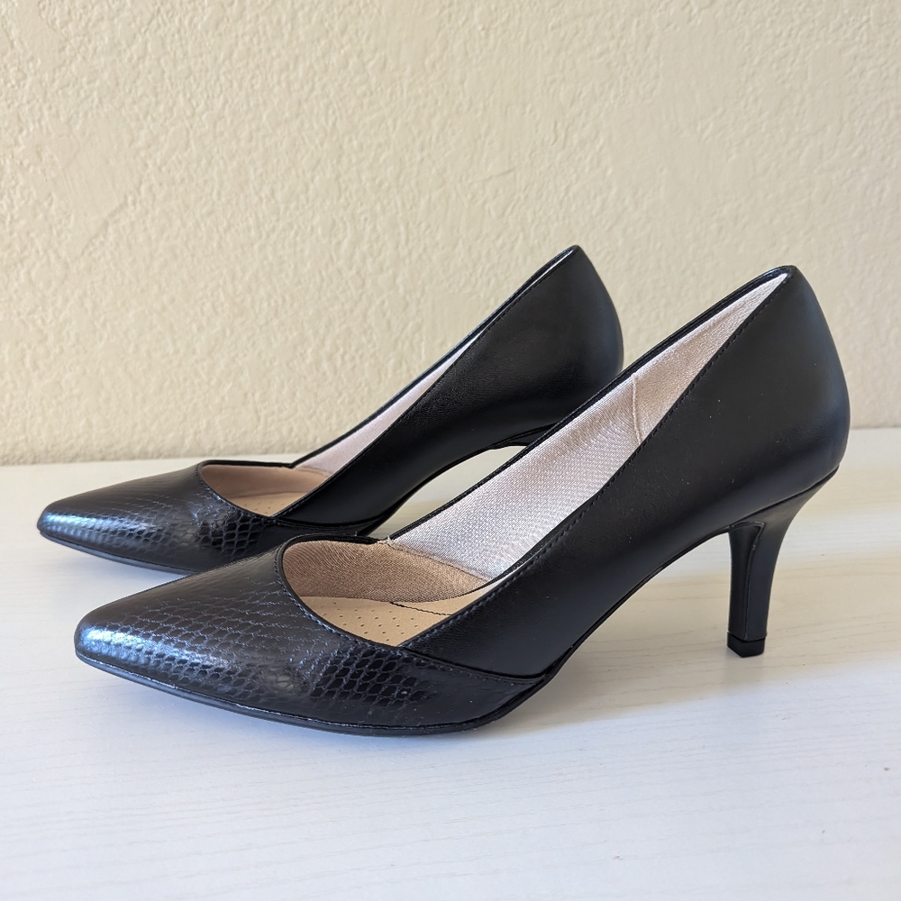 Life Stride Black Textured Heels